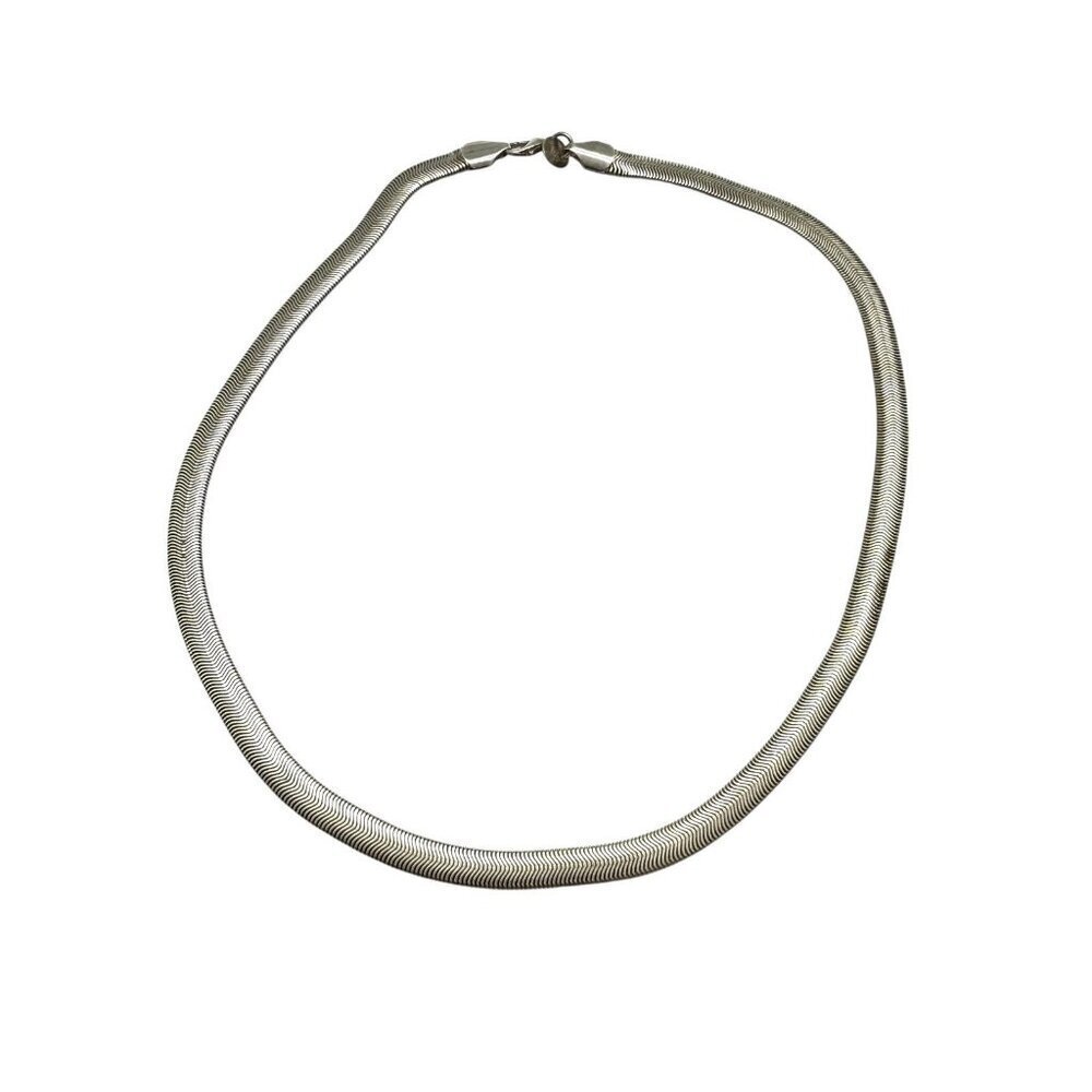 Sterling Silver 925 Herringbone Chain Necklace 17.5" 5MM Classic Versatile Sleek - Picture 2 of 11